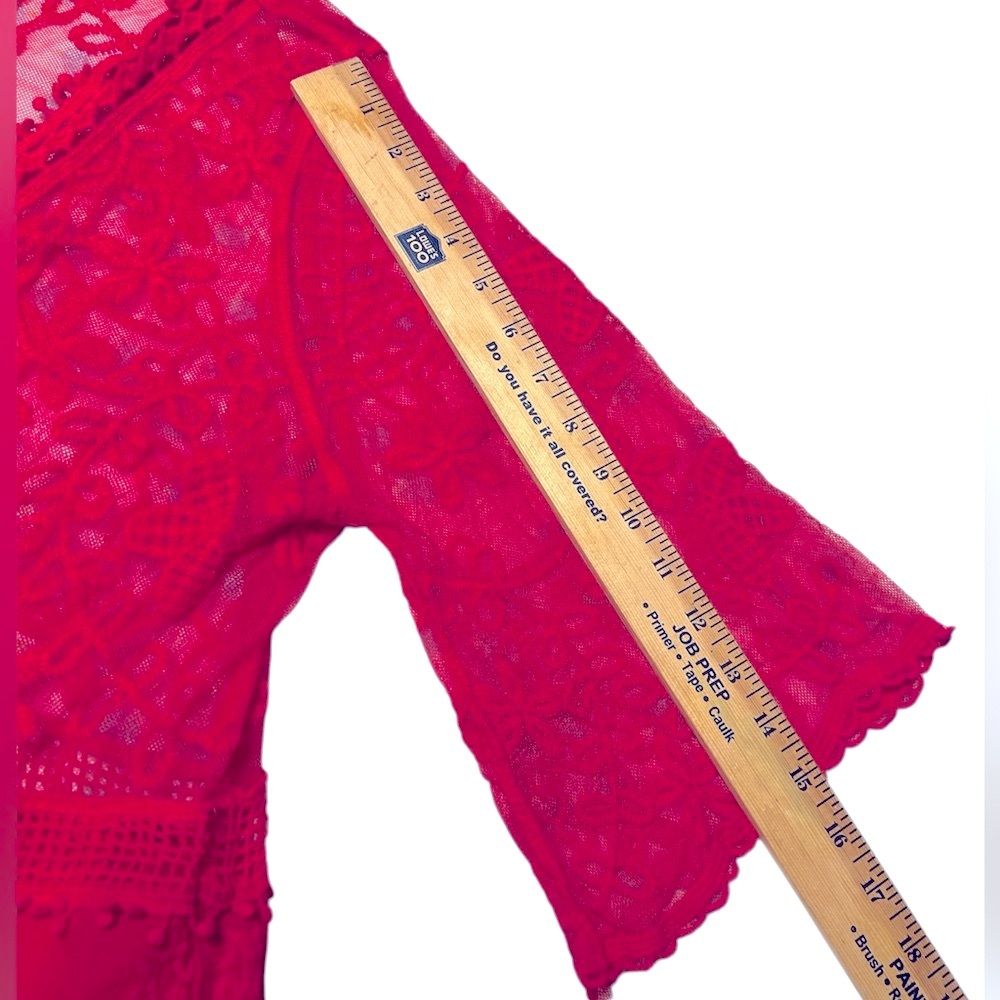 NWT Pink Lace Bathing Suit Swimsuit Cover Up Loose bell sleeves measurements - Picture 4 of 16